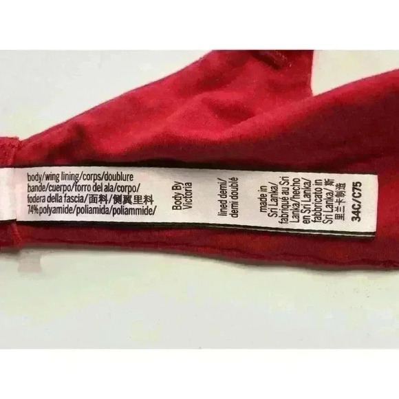 Victoria's Secret Body by Victoria Lined Demi bra 34C underwire red lace - Picture 11 of 12